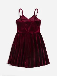 SHEIN Đầm Gái màu trơn Hấp dẫn - Màu Đỏ Sâu - Xem 2
