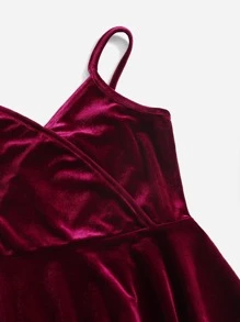 SHEIN Đầm Gái màu trơn Hấp dẫn - Màu Đỏ Sâu - Xem 3