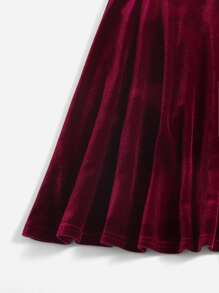 SHEIN Đầm Gái màu trơn Hấp dẫn - Màu Đỏ Sâu - Xem 4