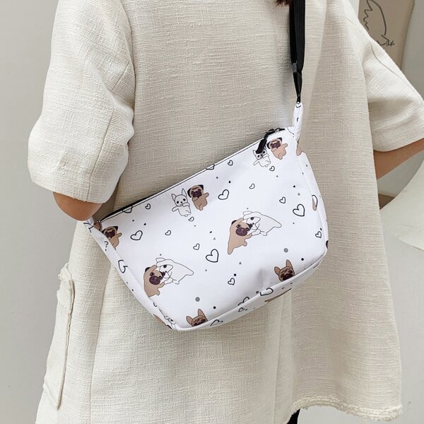 

Cartoon Graphic Crossbody Bag, White