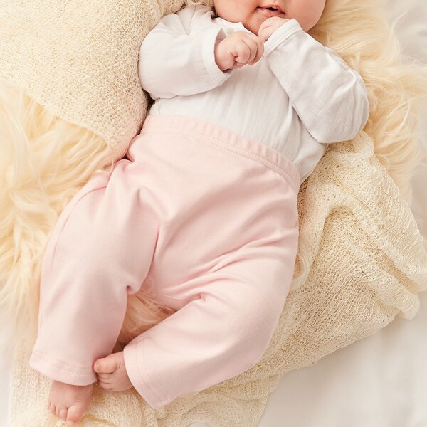 

Newborn Baby Girl 1pc Solid Pants, Baby pink
