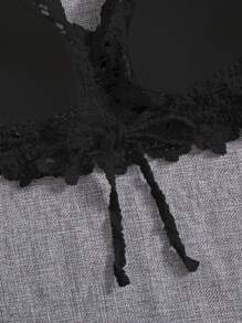 SHEIN Swim Summer Beach Tie Back Halter Bikini Top - Black - View 3