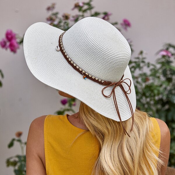 

Simple Straw Hat, Beige