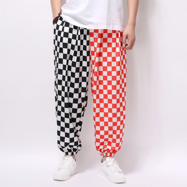 

Men Checkered Print Pants, Multicolor