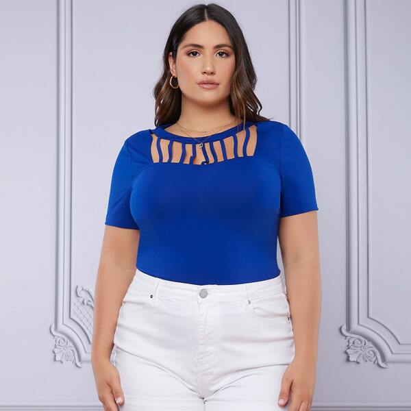 

Plus Cut Out Detail Tee, Blue