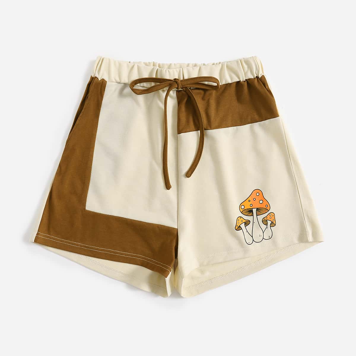

Mushroom Graphic Colorblock Shorts, Multicolor