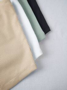 4pcs Solid Crop Cami Top - Multicolor - View 5