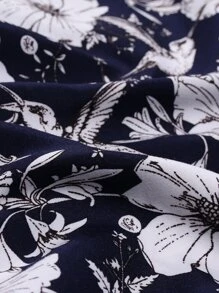 Manfinity RSRT Men Random Floral Print Button Up Shirt Without Tee - Blue and White - View 4