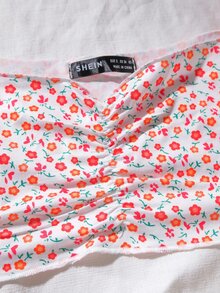 SHEIN Qutie Top de tirantes corto de busto con fruncido floral - Multicolor - Ver 6