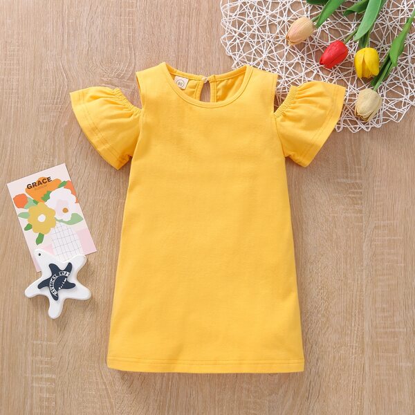 

Baby Girl Cold Shoulder Tee Dress, Yellow