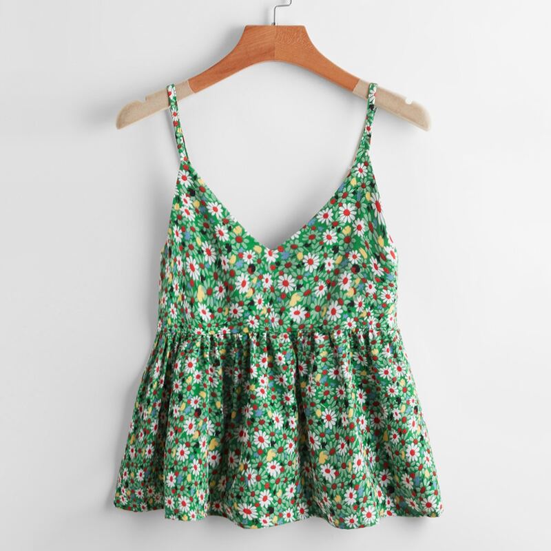 

Daisy Ruffle Hem Cami, Green