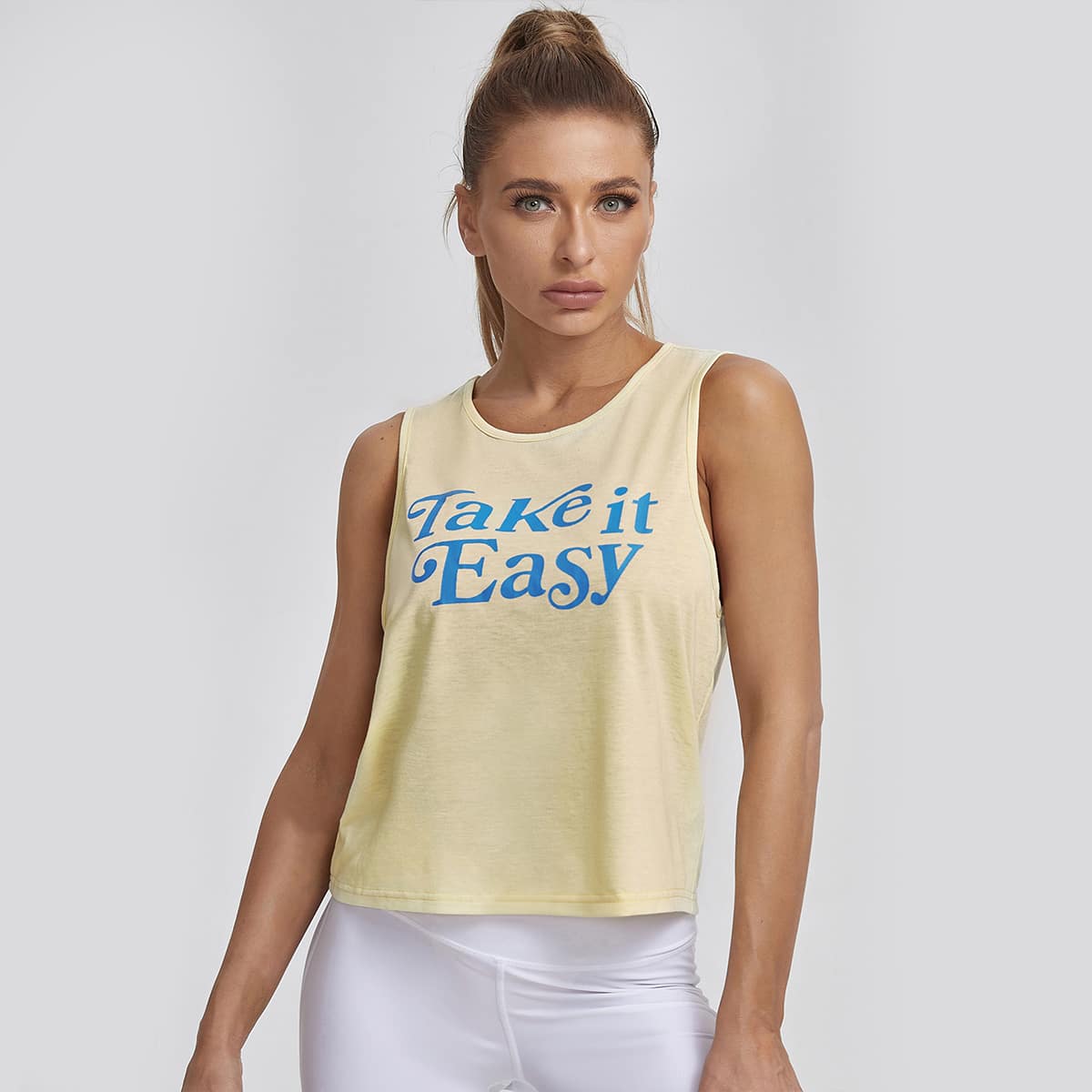 

Letter Graphic Sports Tank Top, Yellow