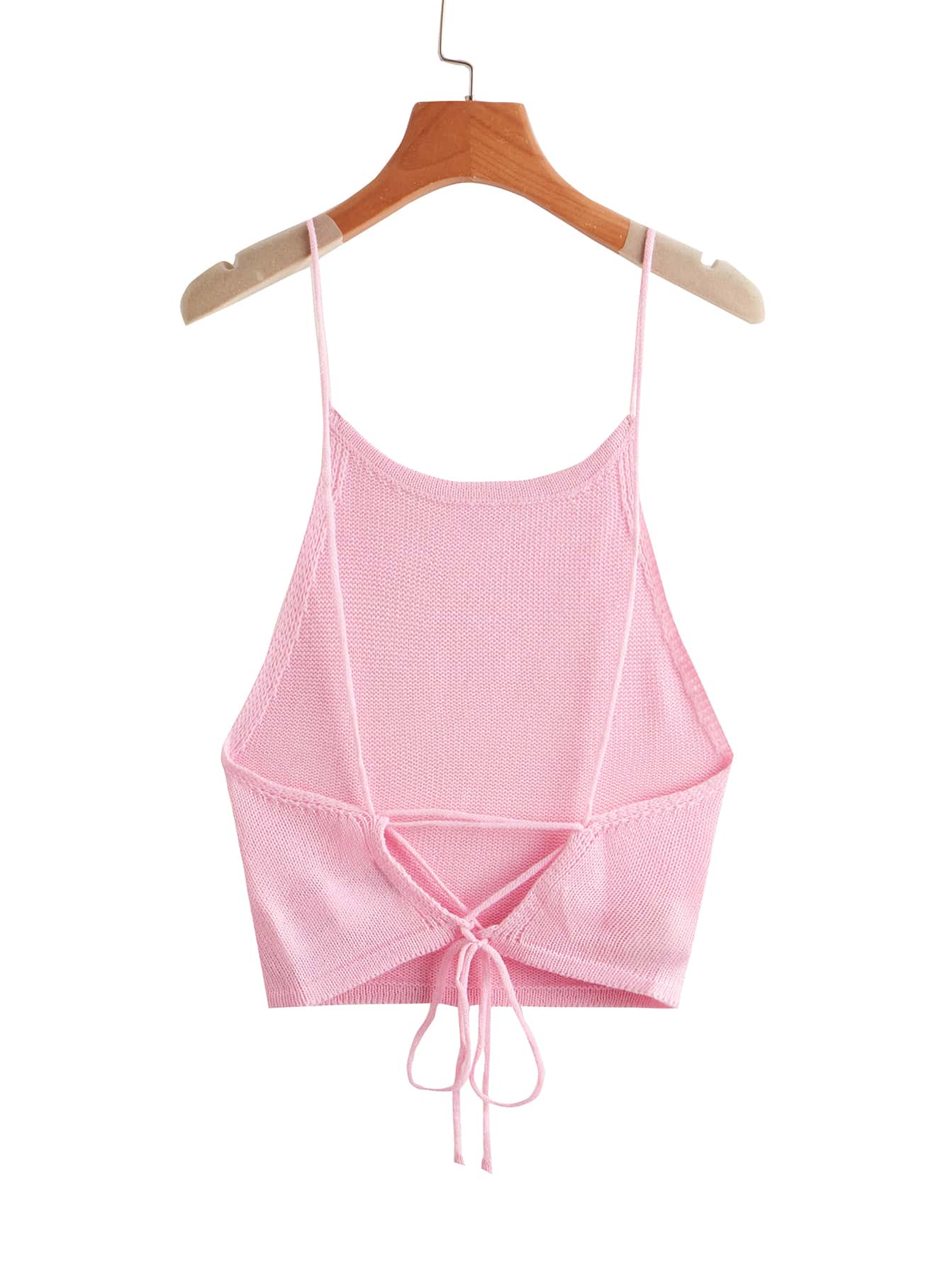 SHEIN EZwear 十字交叉繫帶針織上衣 - 淺粉色 - 查看 1