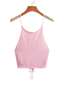 SHEIN EZwear 十字交叉繫帶針織上衣 - 淺粉色 - 查看 2