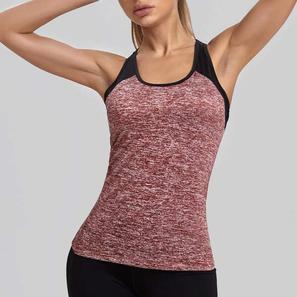 

Marled Racer Back Sports Tank Top, Dusty pink