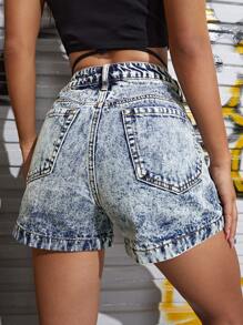 SHEIN Shorts mezclilla con lavado ligero - Lavado ligero - Ver 2