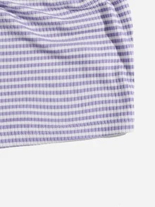 SHEIN EZwear 條紋羅紋針織繞頸上衣 - 紫丁香色 - 查看 5