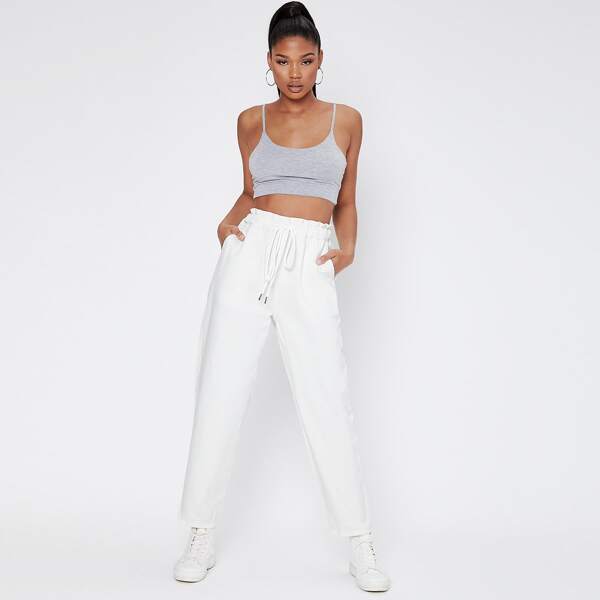 

Drawstring Waist Mom Jeans, White