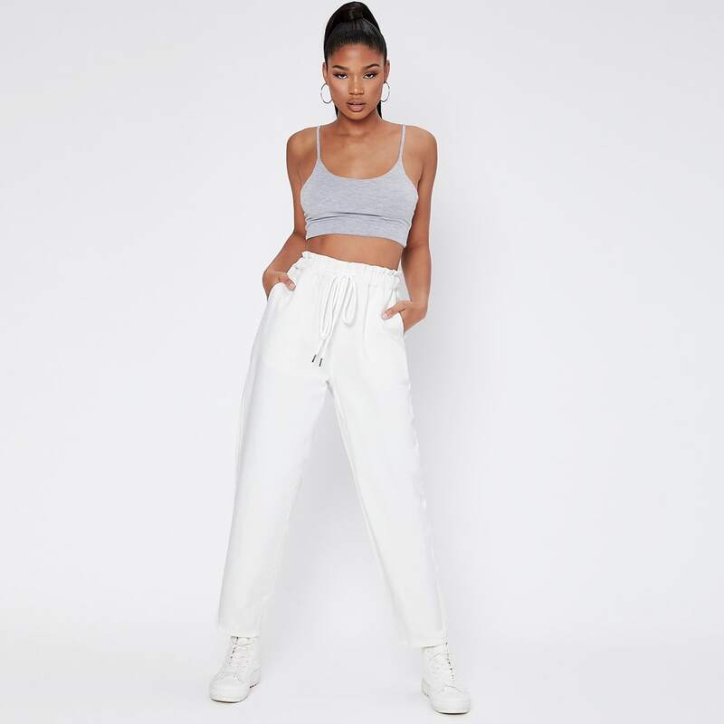 

Drawstring Waist Mom Jeans, White