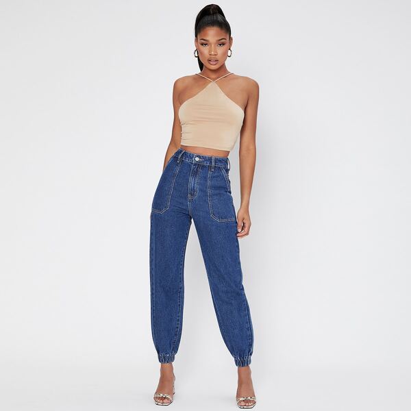 

High Waist Jogger Jeans, Dark wash