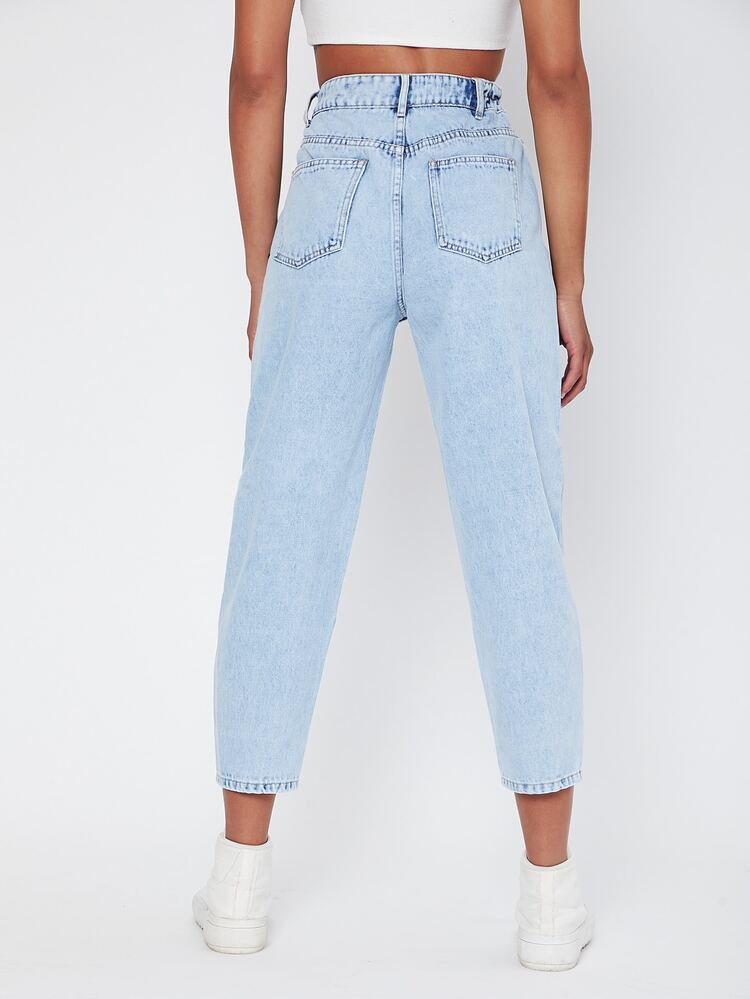 High Waist Mom Jeans - Light Wash - View 6