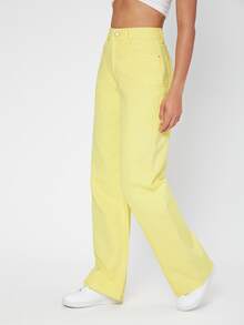 Vintage 90s High-Waist Denim Boyfriend Fit Jeans - Yellow - View 4