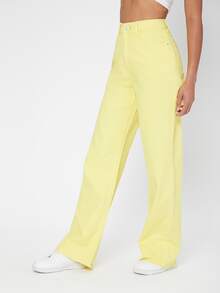 Vintage 90s High-Waist Denim Boyfriend Fit Jeans - Yellow - View 5