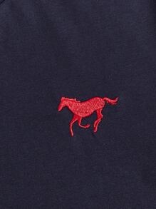 SHEIN Đồ mặc nhà Nam Nghề thêu Túi Thú vật Sọc ca rô Giải trí - Nhiều màu - Xem 3