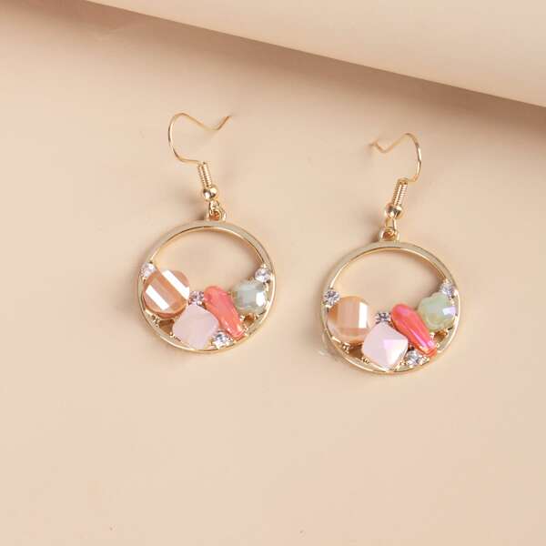 

Crystal Decor Round Drop Earrings, Multicolor