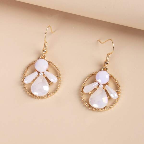 

Crystal Decor Geometric Drop Earrings, White