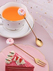 2pcs Donut Detail Spoon & Fork - Pink - View 1