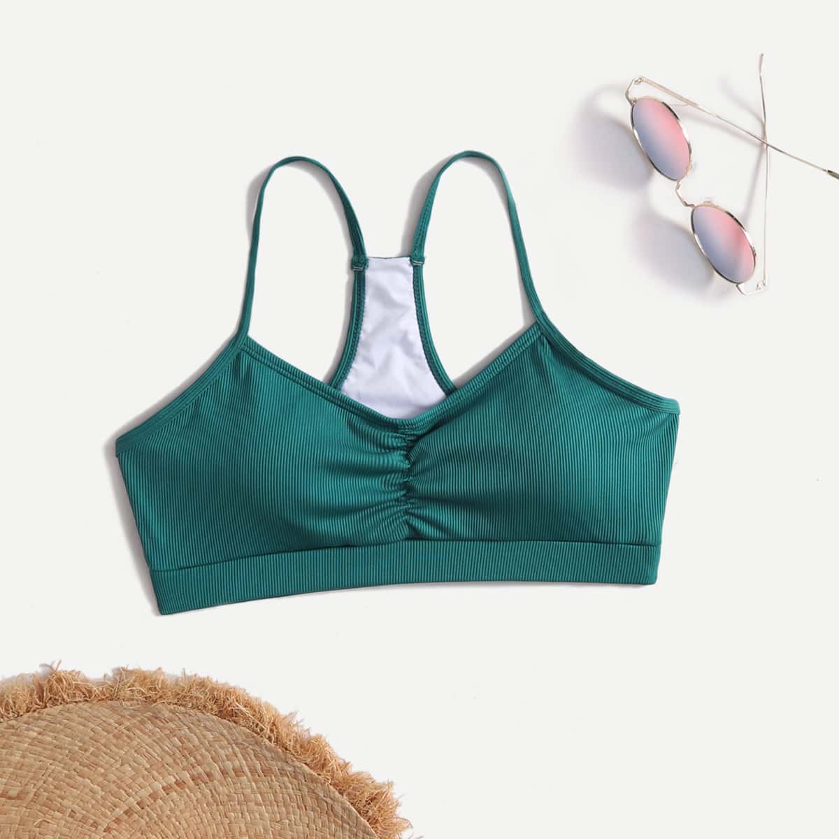 

Solid Rib Bikini Top, Mint green