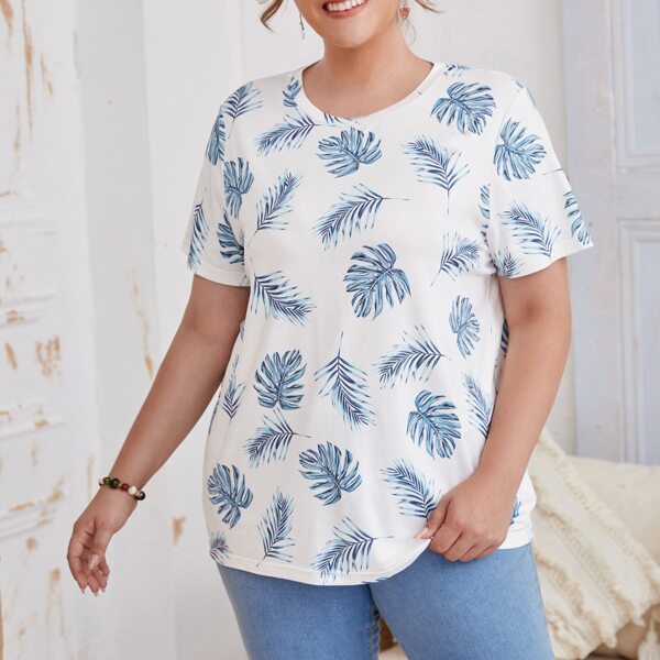 

Plus Tropical Print Tee, White