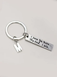 Slogan Graphic Geometric Charm Keychain - Bạc - Xem 1