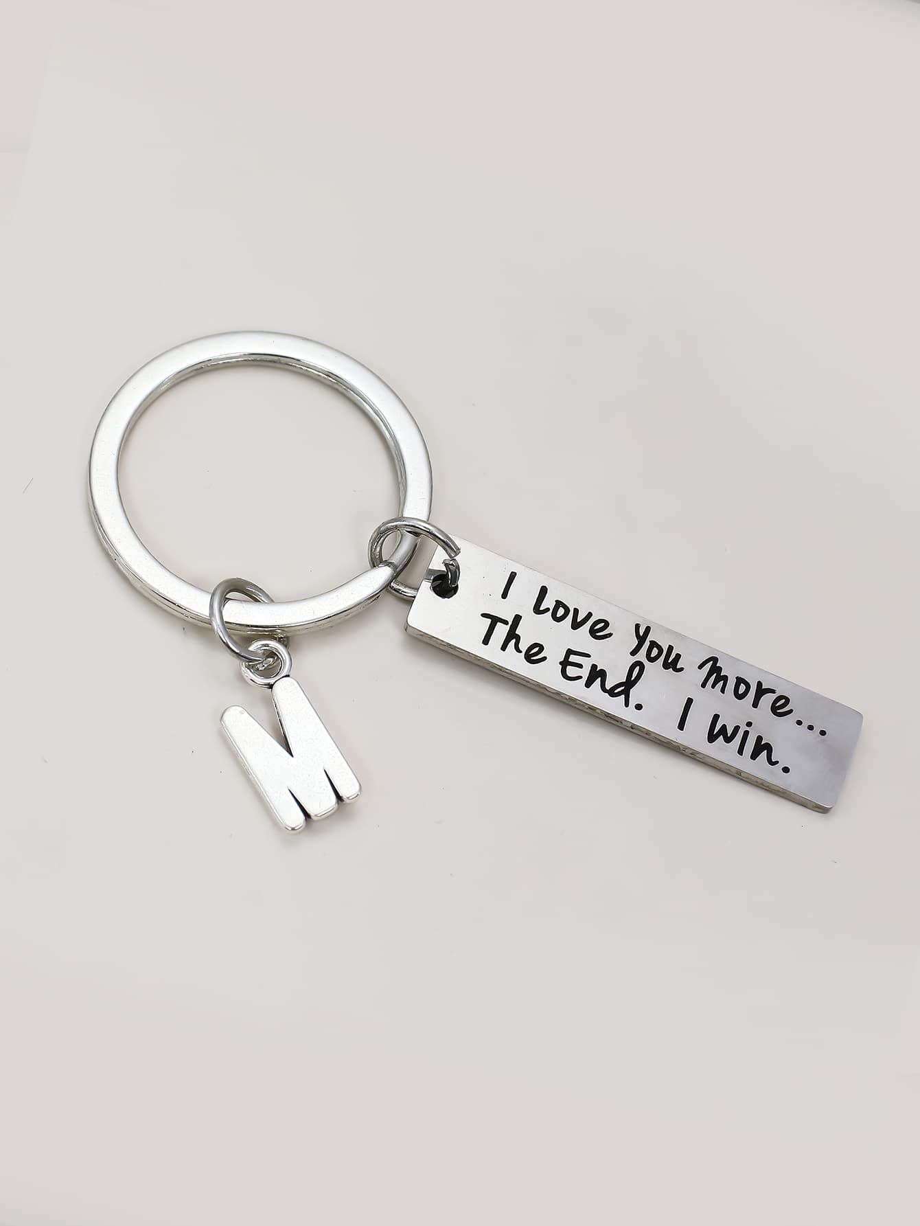 Slogan Graphic Geometric Charm Keychain - Bạc - Xem 1