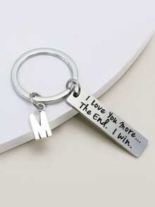 Slogan Graphic Geometric Charm Keychain - Bạc - Xem 2