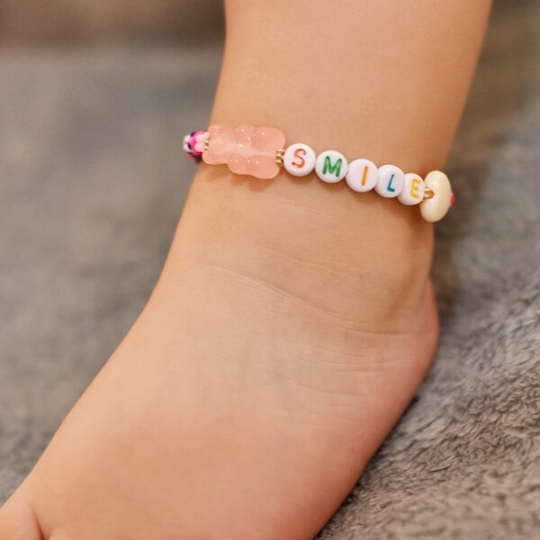 

Toddler Girls Bear & Letter Decor Anklet, Multicolor