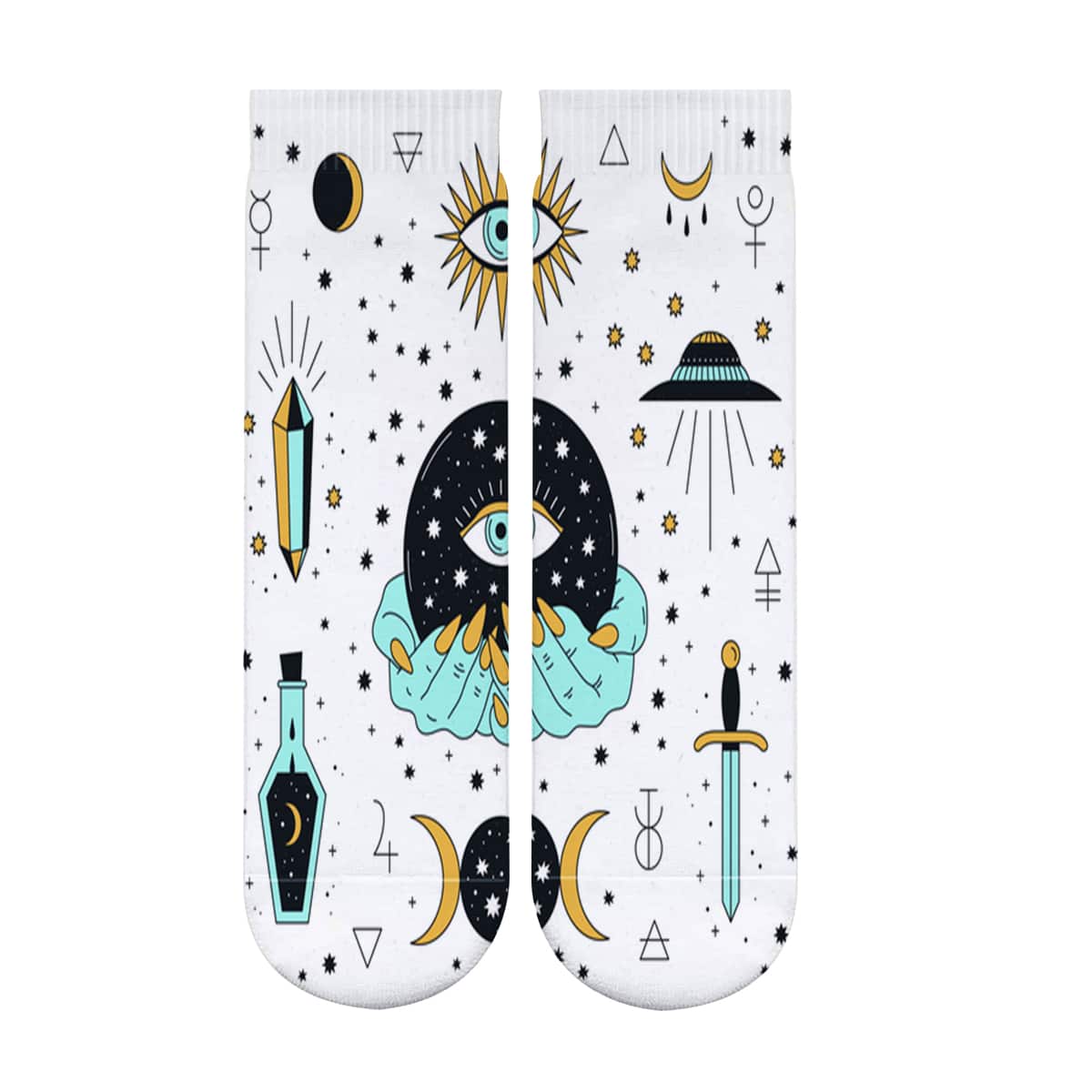 

Cartoon Graphic Crew Socks, Multicolor