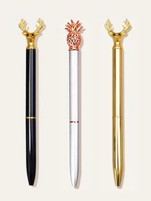 3pcs Deer & Pineapple Design Ballpoint Pen