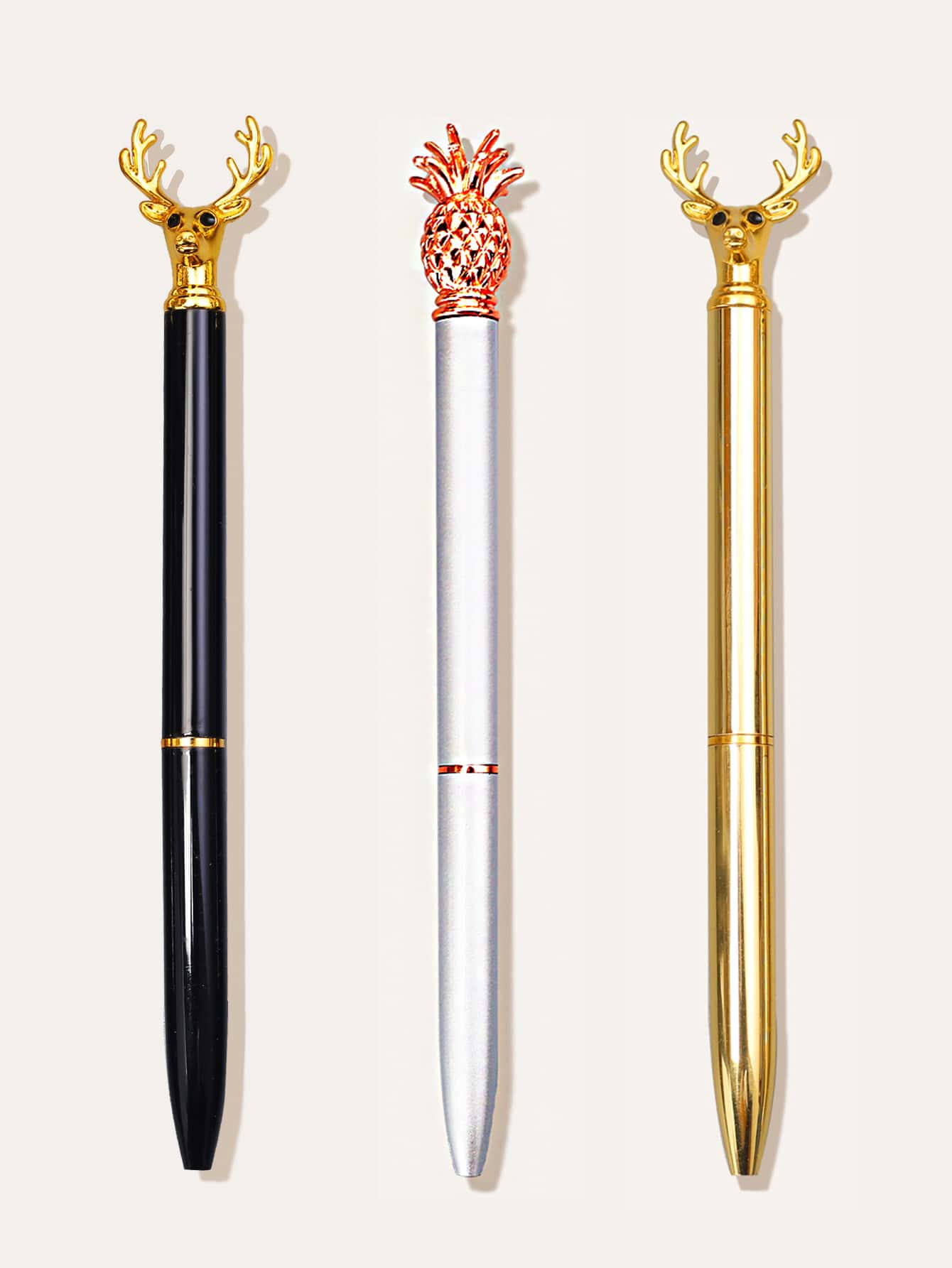 3pcs Deer & Pineapple Design Ballpoint Pen