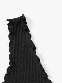 SHEIN Privé Plus Waffle Knit Tank Top - Black - View 4