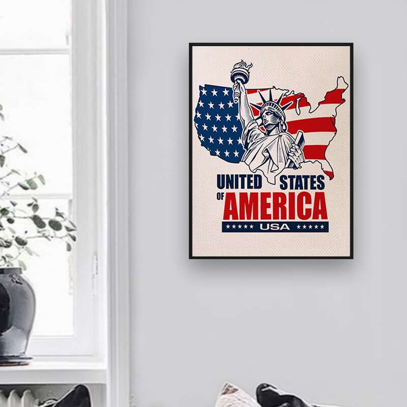

Flag Print Independence Day DIY Diamond Unframed Painting, Multicolor