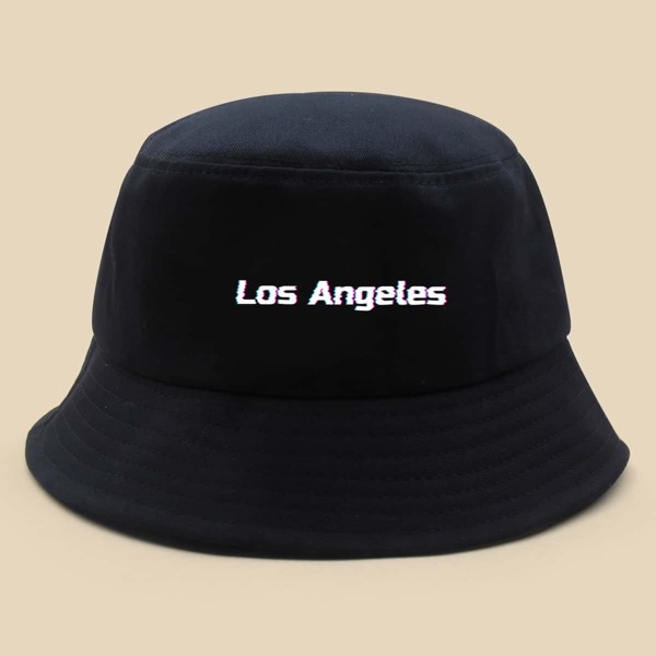 

Letter Embroidery Bucket Hat, Black