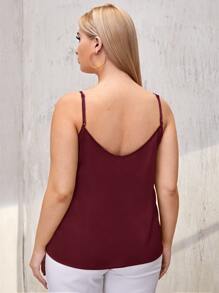 SHEIN BAE Plus Draped Neck Satin Cami Top - Burgundy - View 2