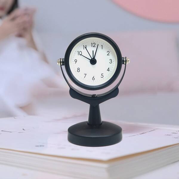 

1pc Mini Metal Alarm Clock, Black