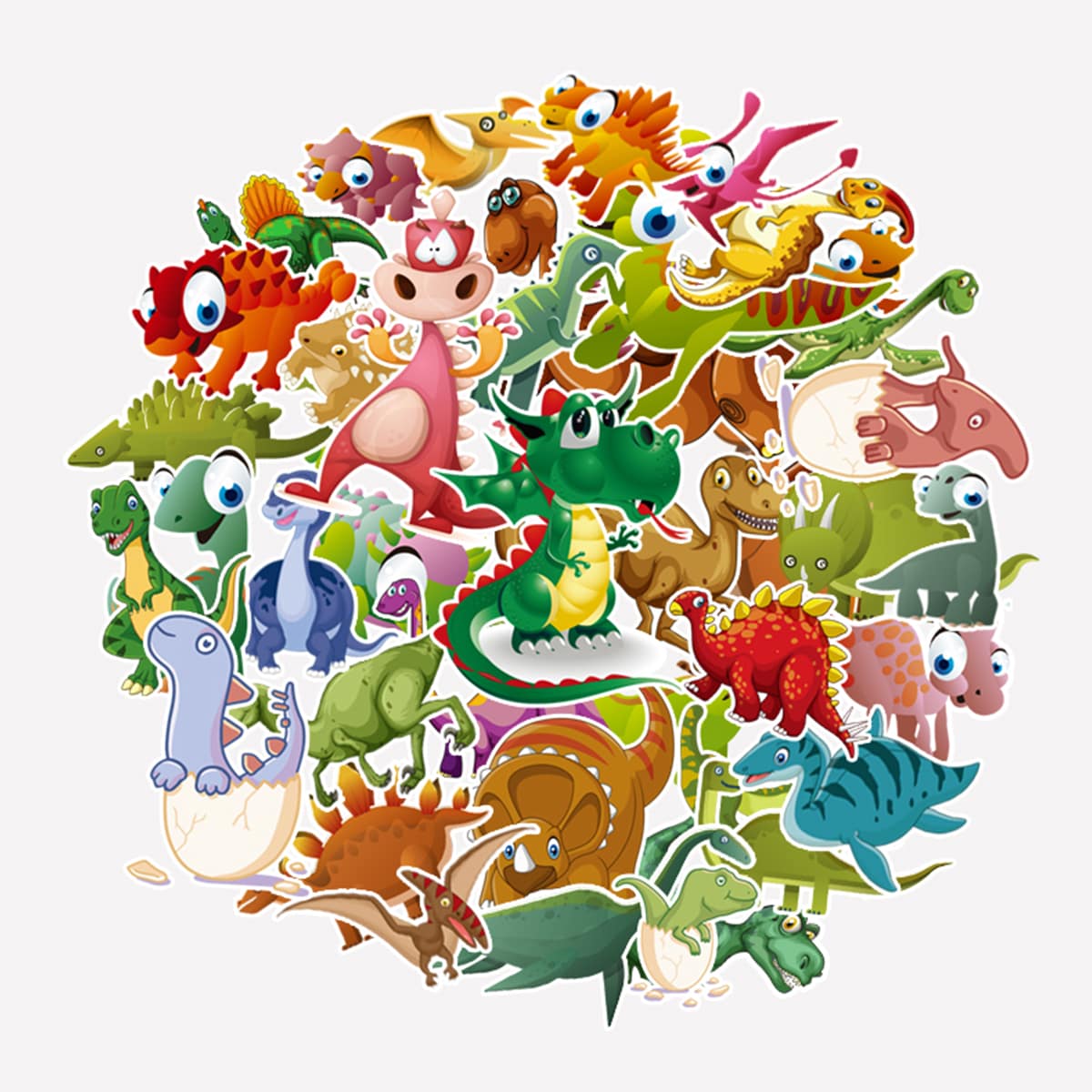 

50pcs Cartoon Dinosaur Sticker, Multicolor
