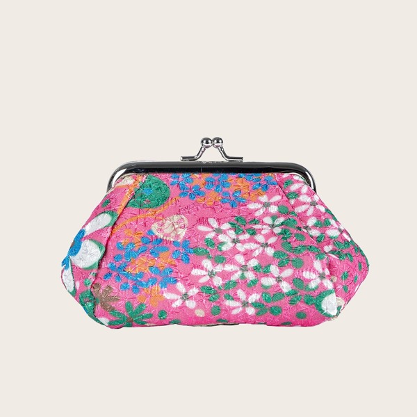 

Floral Kiss Lock Wallet, Hot pink