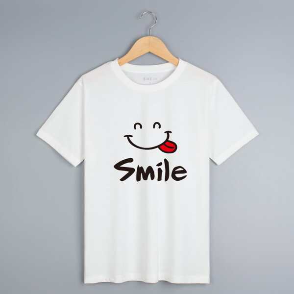 

Letter & Cartoon Graphic Tee, White