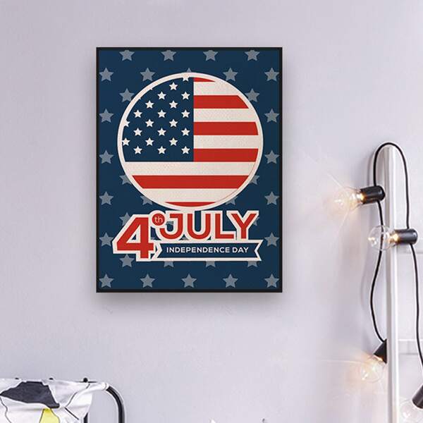 

Flag Print Independence Day DIY Diamond Unframed Painting, Multicolor
