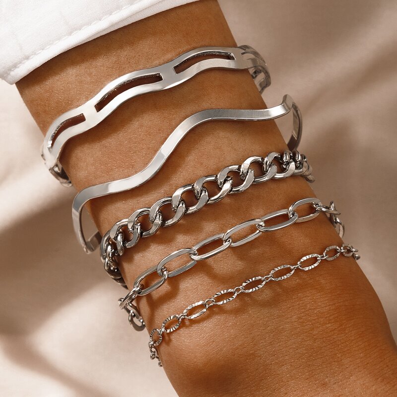 

5pcs Minimalist Bracelet, Silver
